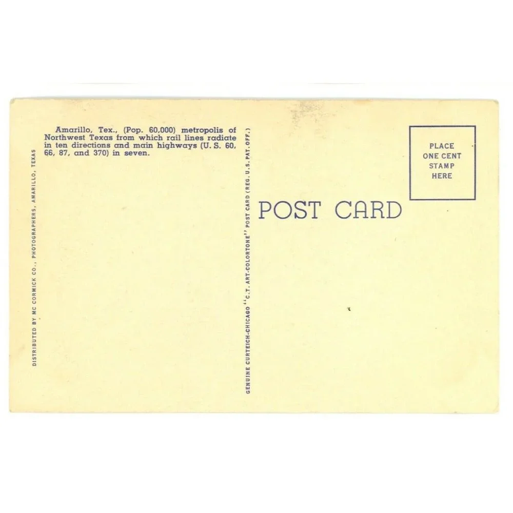 Vintage Postcard Amarillo Texas Hotel Herring‎ Travel Motel USA Unposted